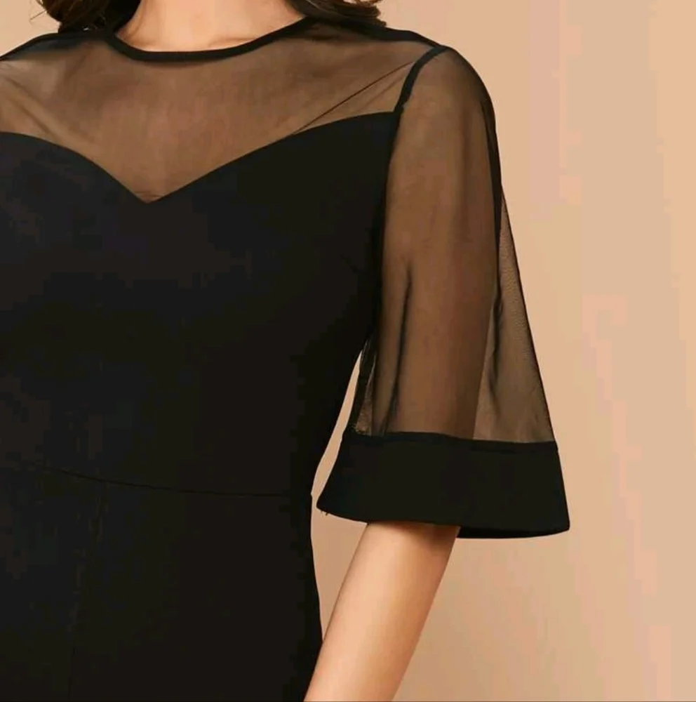 Sheer Mesh Bell Sleeve Romper - Picture 2 of 4